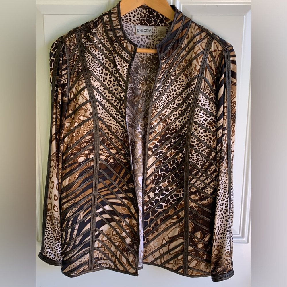 Chico's Animal Print Blouse in Brown and Tan